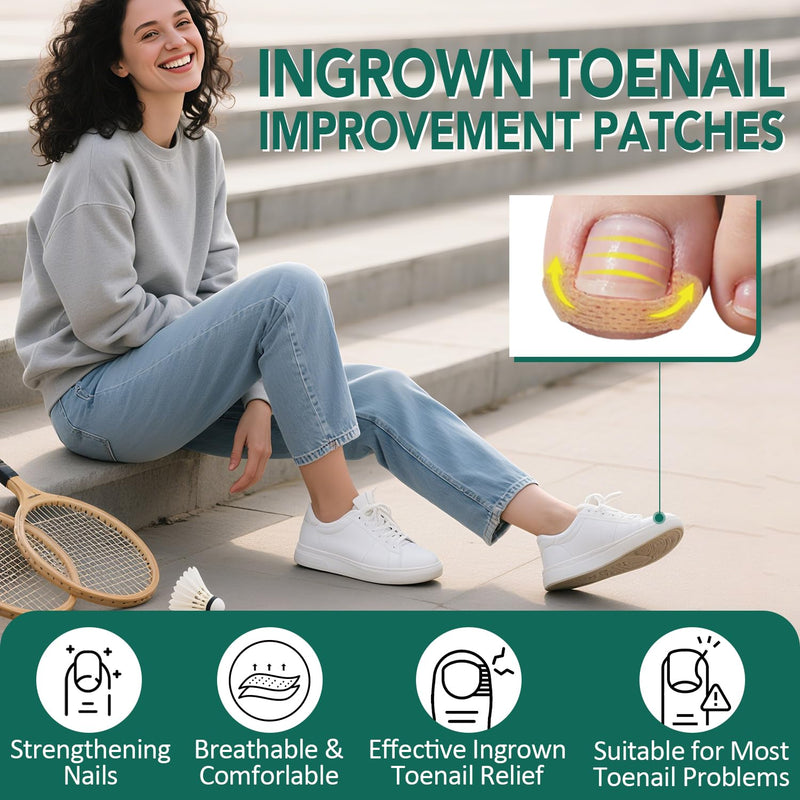 Ingrown Toenail Treatment, 100 Pcs Breathable Ingrown Toenail Strips, Toenail Corrector Patch with 3 Pedicure Tools for At-Home Pedicure and Foot Care (Style 04) Style 04 - BeesActive Australia