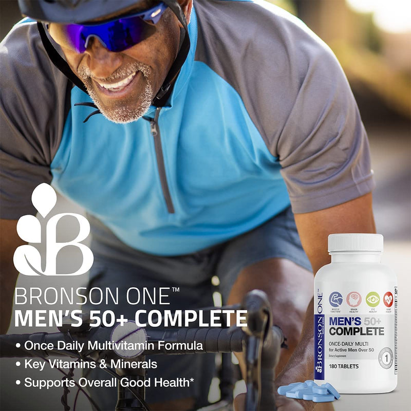 Bronson ONE Daily Mens 50+ Complete Multivitamin Multimineral, 360 Tablets | Once-Daily, Targeted Nutrition For Active Men Over 50, Non-GMO, Gluten-Free, Soy-Free 360 Count (Pack of 1)