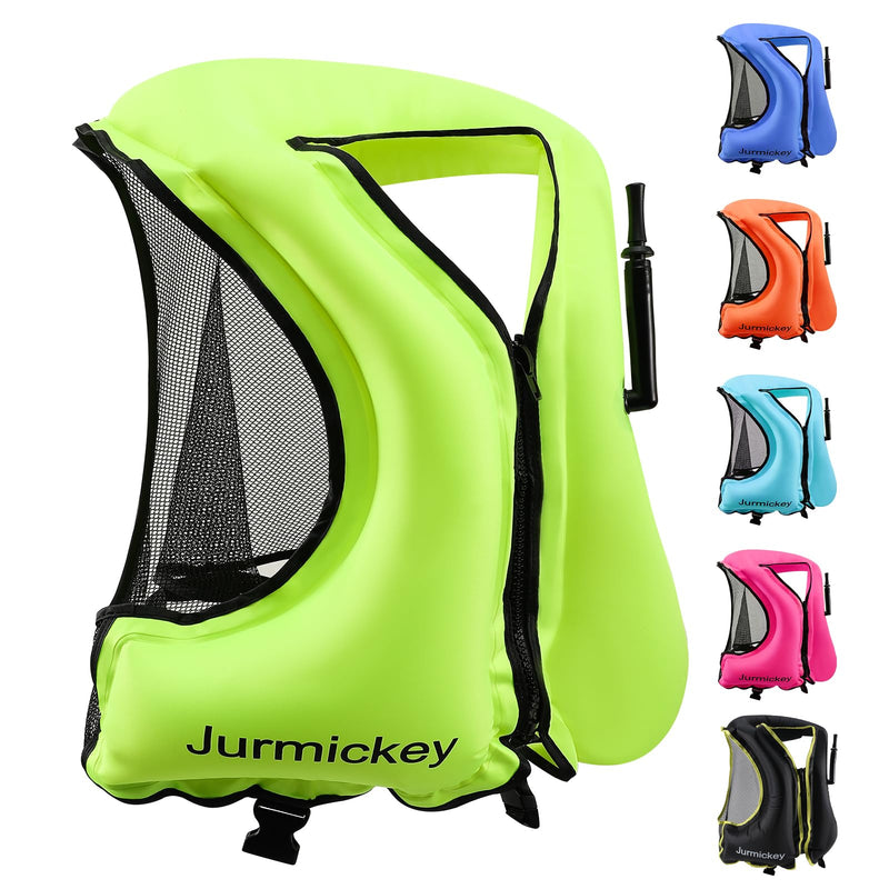 Snorkel Vest for Adults, Inflatable Snorkeling Vest for Men & Women, Portable Swim Jacket & Buoyancy Vest for Snorkeling, Swimming, Kayaking, Boating green