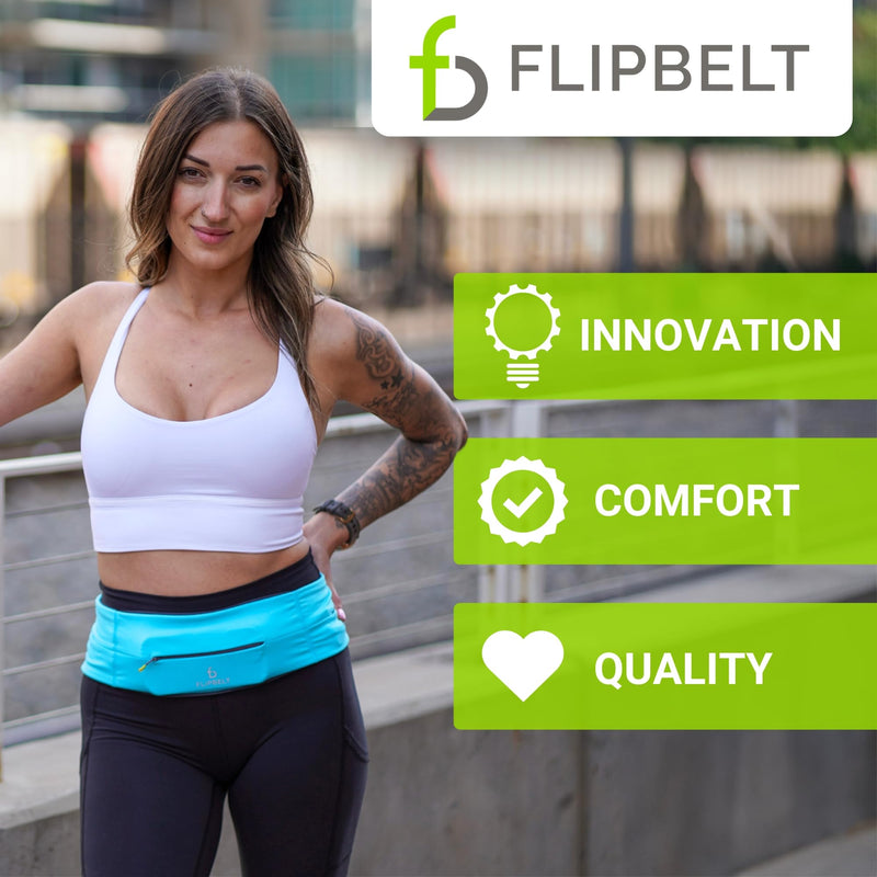 FlipBelt Zipper Running Belt, Waist Pack for Fitness and Running, US Company Medium Black