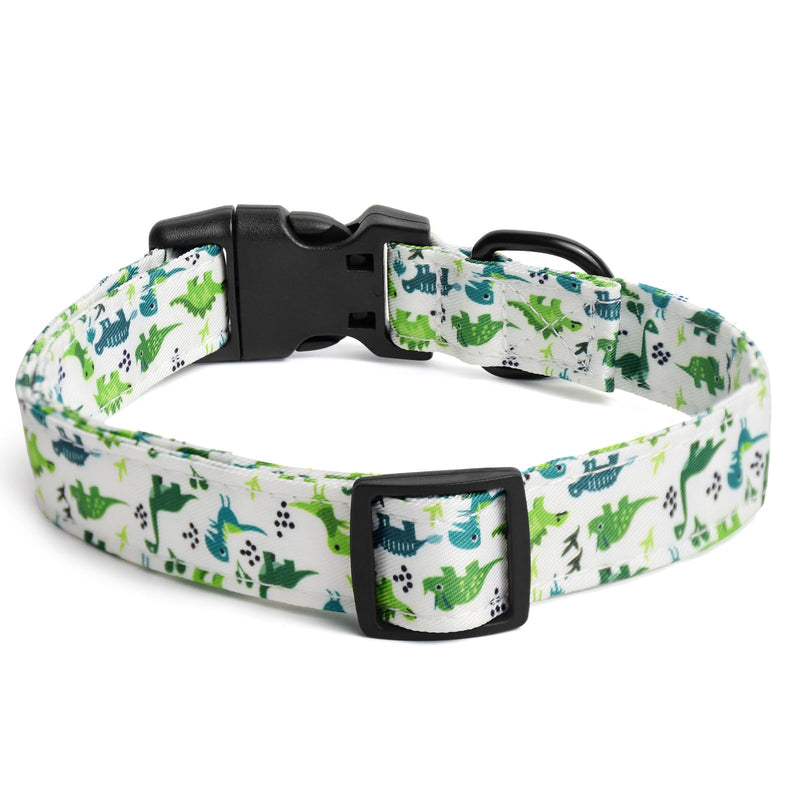 TDTOK Cute Dog Collar for Small Medium Large Dogs, Adjustable Cotton Soft Dinosaur Patterned Pet Dog Collar with Lightweight Quick Release Buckle Dog Collars for Female Male Dogs S - BeesActive Australia