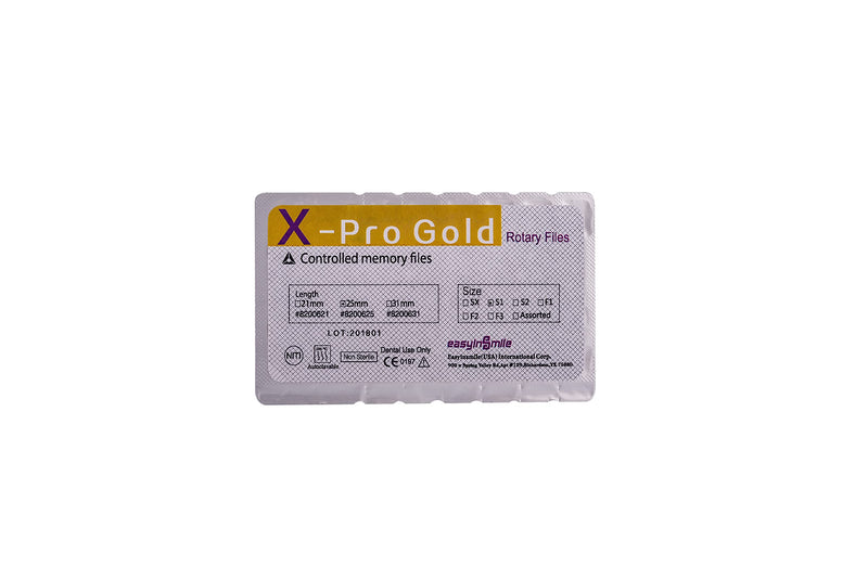 Easyinsmile X-Pro Gold Protaper NITI Rotary Files, 6PCS Endo Controlled Memory Files (S1 25MM) S1 25MM