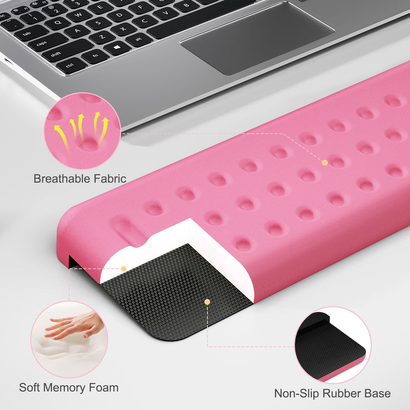 Leolee L-Shaped Desk Long Wrist Rest Elbow 60CM, Pink Memory Foam Arm Rest for Desk with Non-Slip Base, Ergonomic Desk Edge Cushion, Wrist Support for Computer Keyboard, Typing, Office, Home Pink-60cm-1pcs
