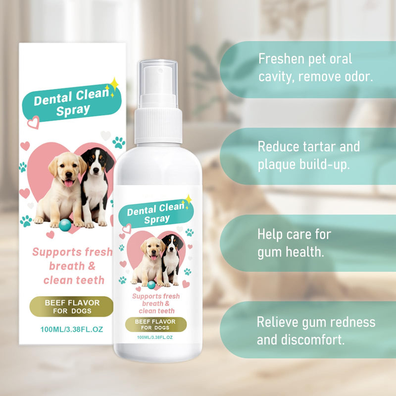 Pet Oral Tartar Remover Spray - Dog Breath Freshener and Teeth Cleaning Solution,No-Brush Plaque & Tartar Remover, Supports Daily Denta Hygiene, Easy Spray Use, 100ml