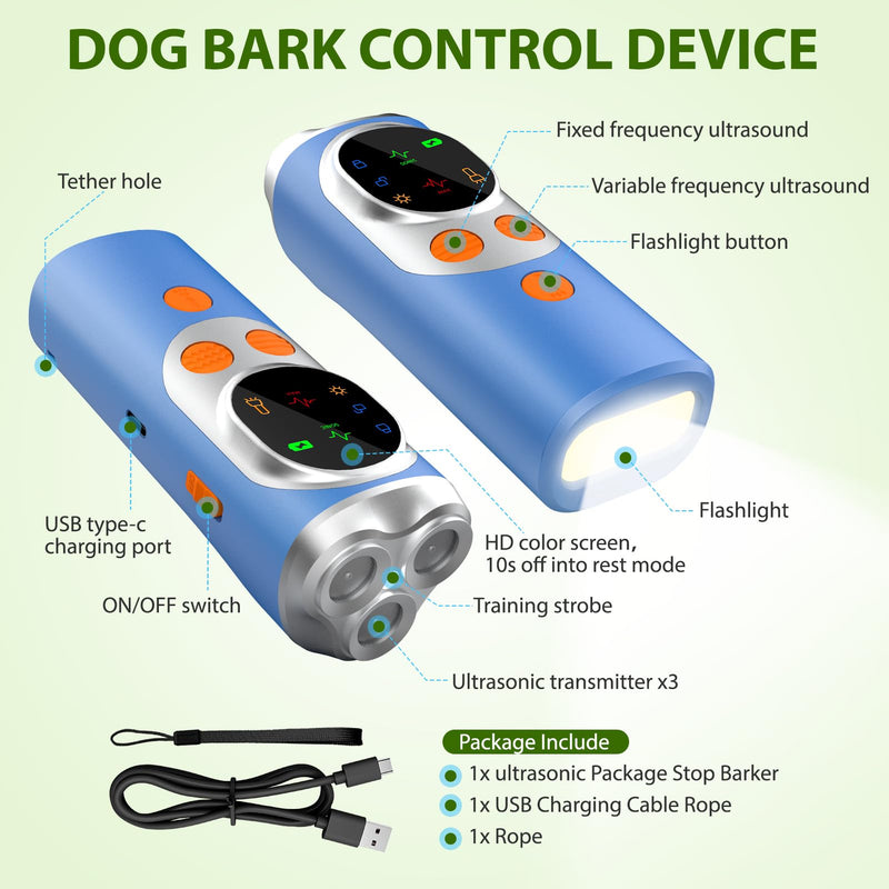 dessports Dog Bark Deterrent Device - 3X Ultrasonic Anti Barking Device for Dogs Training - 50FT Range Effective Bark Shield - Rechargeable Barking Silencer for Own or Neighbour's Dog