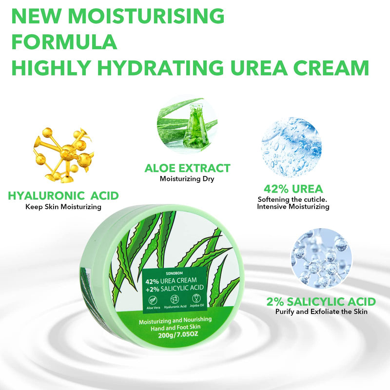 Urea Cream 42 Percent for Feet 7.0 Oz, 2% Salicylic Acid, Aloe Vera, Hyaluronic Acid , Deeply Moisturize Skin Cream For Dry Cracked Feet, Hands, Heels, Elbows, Nails, Knees, Intensive Moisturizes & - BeesActive Australia