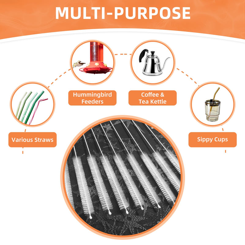 Cleaning Brushes for Reusable Drinking Straws, Set of 5, Long Wire Handle, Bottle and Straw Cleaner for Stanley Mug, Sippy Cup, Water Bottle and Tubes, Reusable and Flexible white00001