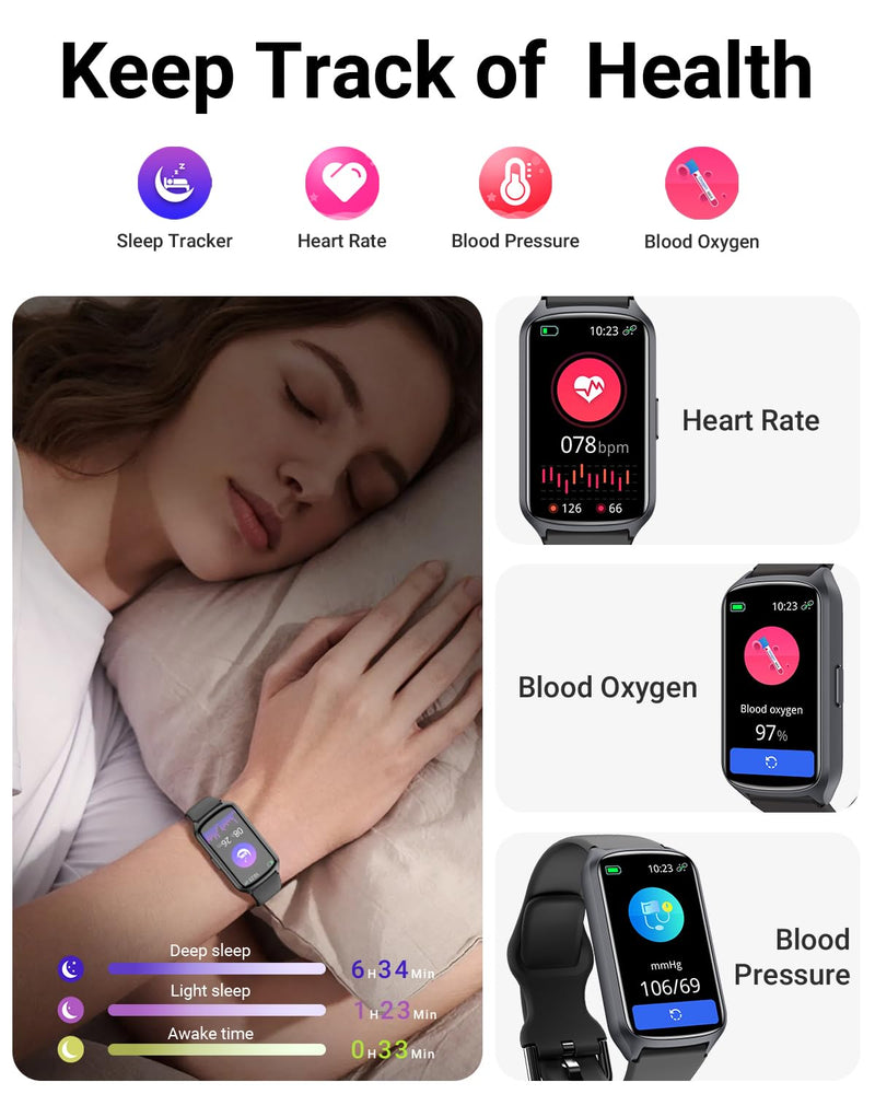 Health Fitness Tracker with 24/7 Heart Rate, Blood Oxygen, Blood Pressure, Sleep Tracker, 5ATM Waterproof Activity Trackers with Step Tracker, Pedometer (S & L Bands Included) Spaceblack