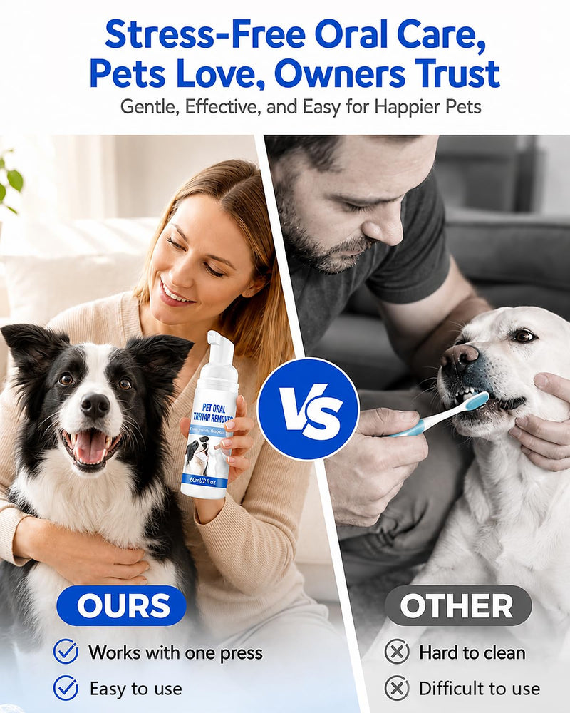 Pet Oral Tartar Remover Spray Foaming Plaque Off for Dogs Teeth Cleaning Dental Tarter Dog Blitz Clean Mouth Pets Removal Approved No Brushing Cat Sonic Foam Mousse Best Tooth Natural