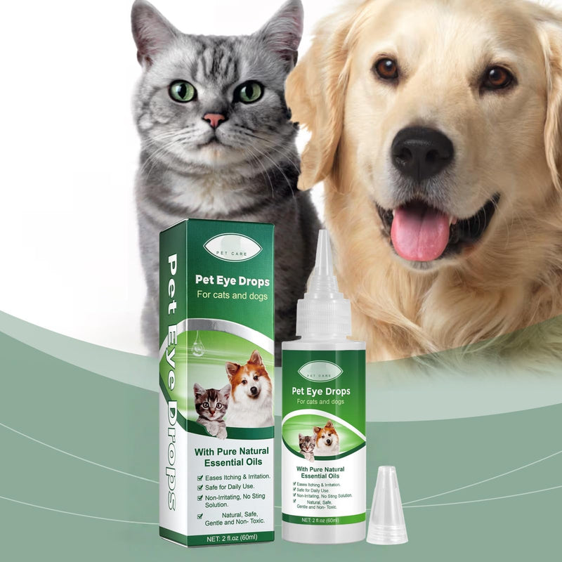 60ml Pet Eye Drops for Dry Eyes,Eye Drops for Dog Cat for Relieve Eyes Itching,Pet Eye Cleansing Drops for Dogs,Dog Eye Cleaner Gentle Formula for Animals,Non-Irritating and Natural Eye Cleaning