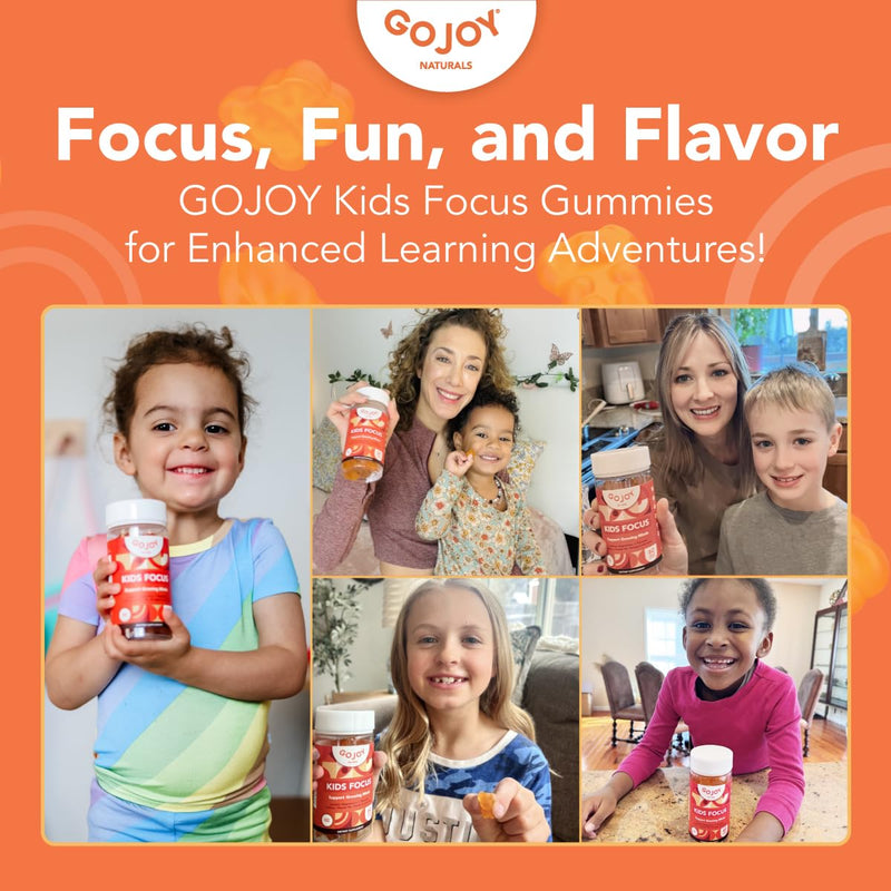 GOJOY NATURALS Kids Focus Gummies – Saffron, Magnesium Glycinate, L-Theanine & Inositol Supplement for Kids & Teens – Focus, Attention & Calm – Vegan, Sugar-Free, Non-GMO 1