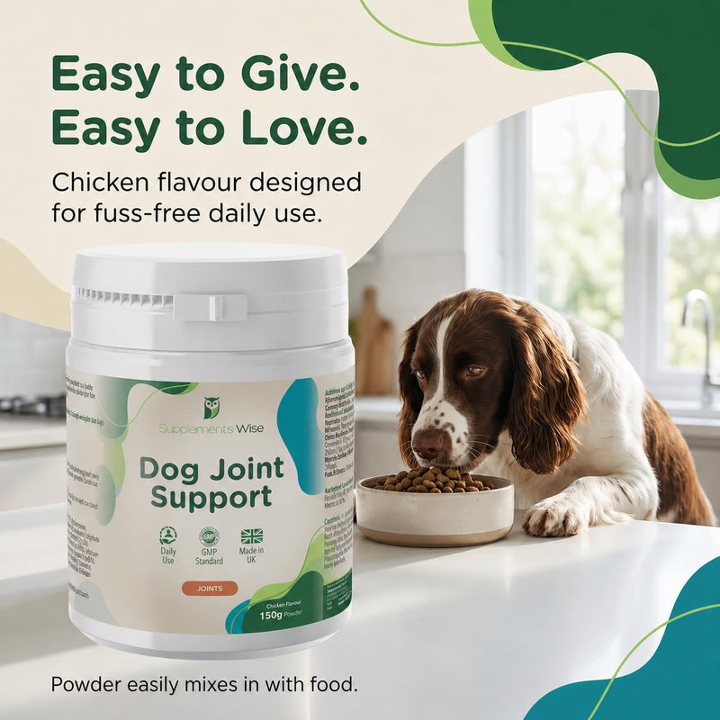 Joint Powder for Dogs - Includes Green Lipped Mussel for Dogs & Glucosamine - Joint Supplements for Your Young or Senior Dog - Mobility Support -150g Chicken Flavour