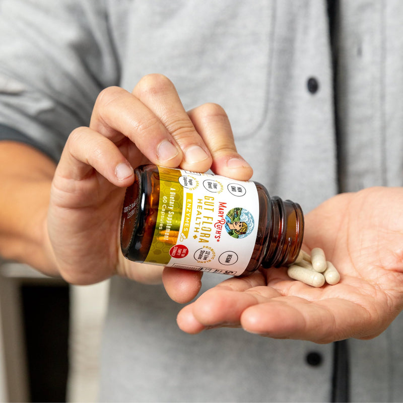 MaryRuth Organics Gut Flora Health+ Enzymes | Up to 2 Month Supply | Prebiotic Probiotic Digestive Enzymes Blend for Healthy Gut Biome & Digestive Support | Gastrointestinal Health | 60 Capsules