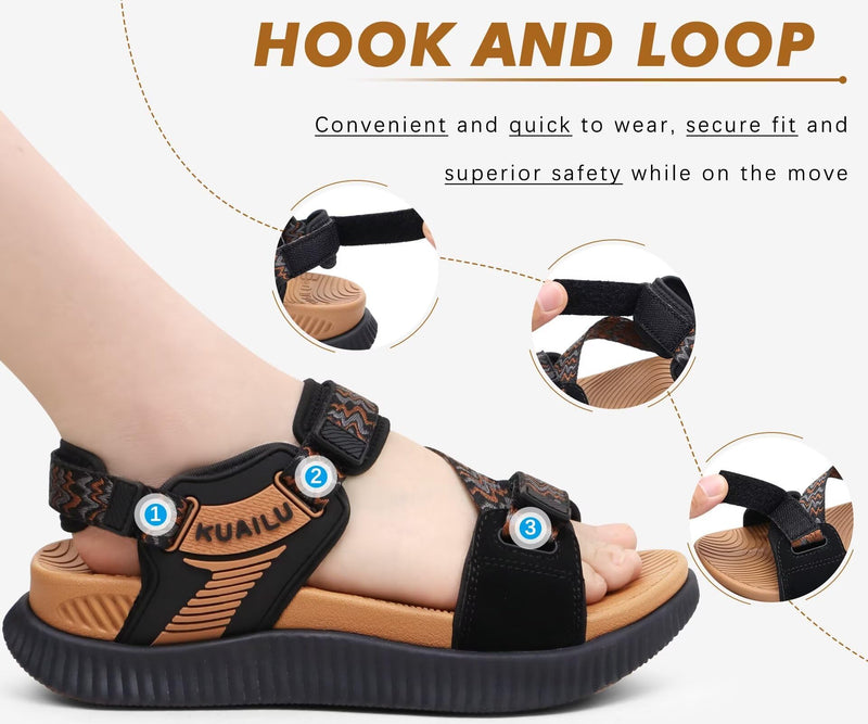 KuaiLu Womens Orthopedic Walking Sandals with Arch Support Recovery Cushion 8.5 Black Khaki
