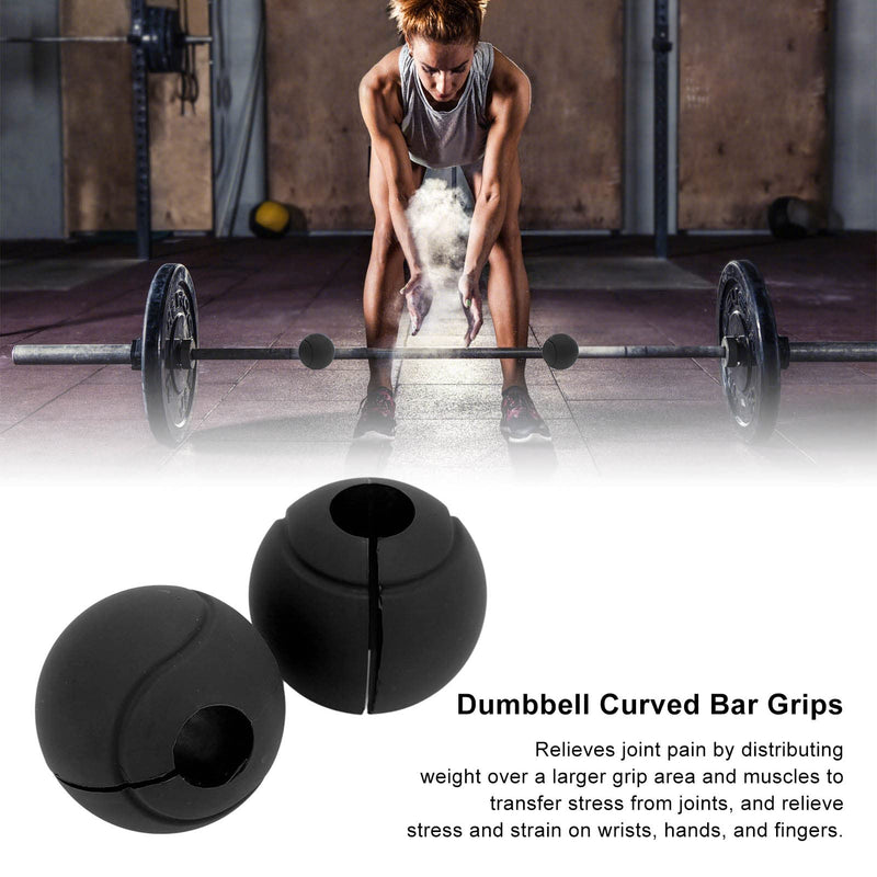 Dilwe Barbell Grips, 1 Pair of Barbell Dumbbell Curved Grip Round Spherical Silicone Non Slip Thickened Grip for Massive Arm and Muscle Building (Black)