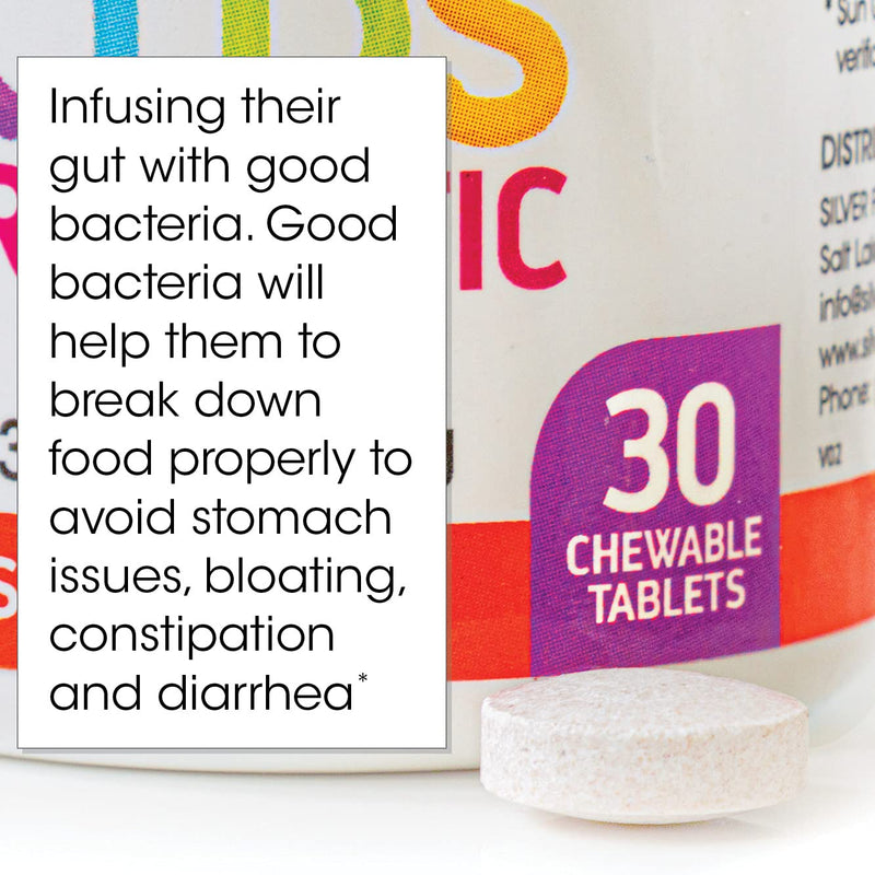 Silver Fern Brand Kids Ultimate Probiotic - 2 Bottles - 30 Chewable Tablets Each - Sugar & Gluten Free - Children's Dietary Supplement - DNA & Survivability Verified - Digestive & Immune Support 2 Bottles (30 Count Each)
