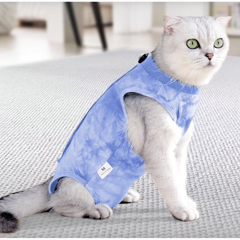 Yoolhamy Cat Bodysuit After Surgery Professional Recovery Suit for Cats, Cat Bodysuit for Cats Surgery Castration, E-Collar Alternative for Cat Anti-Lick Wound for Abdominal Wounds Small Blue - BeesActive Australia