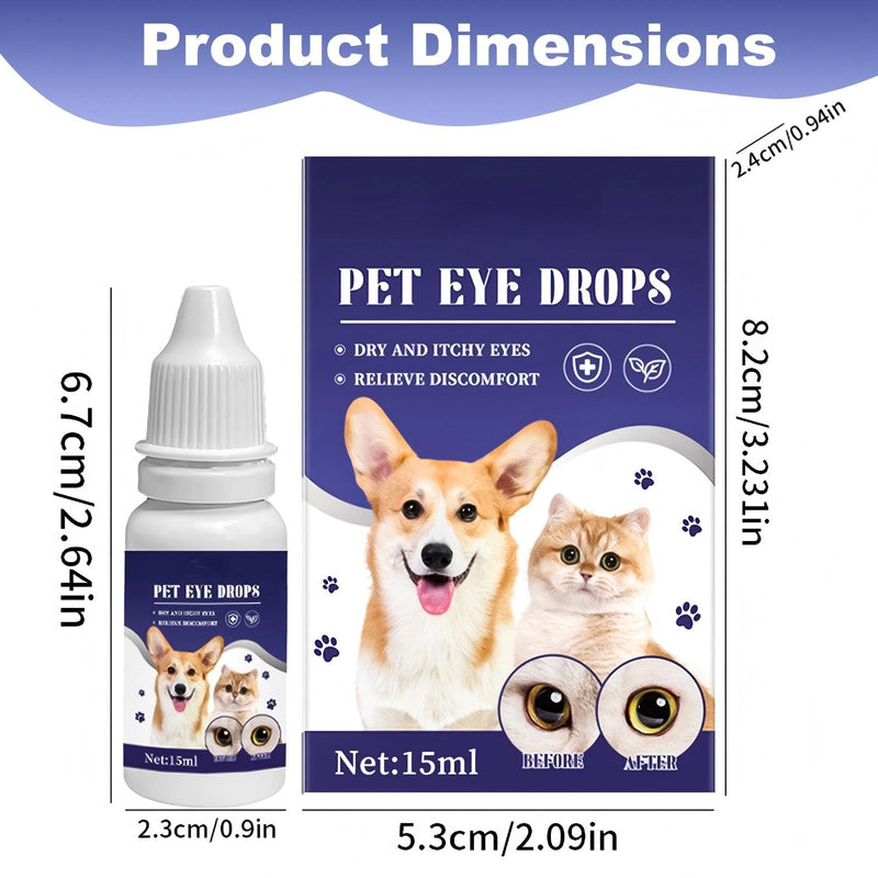 JoanofArc Pet Eye Drops for Dog & Cat, Eye Wash for Dogs & Cats, Soothing Eyes Drops for Dog & Cat Relieve Itching & Irritation, Natural Formula Supports Daily Cleaning Tear Stain Removal 15 ML