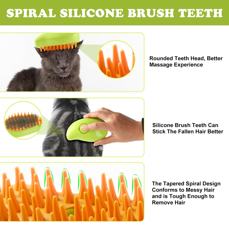 Cat Hair Steam Brush for Shedding, Cloud Care Cat Brush, Water Brush for Dogs Spa, Spritz Defur Comb, Steamy Pet Brush, Steaming Brush Steamer, Cepillo de Vapor para Gatos Perro, Spray Comb Mist Brush Green - BeesActive Australia