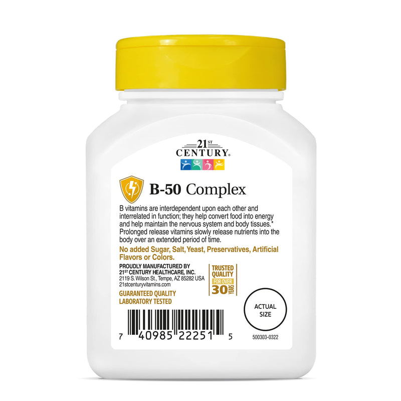 21st Century B 50 Complex Prolonged Release Tablets, 60 Count (Pack of 2) Unflavored 60 Count (Pack of 2)