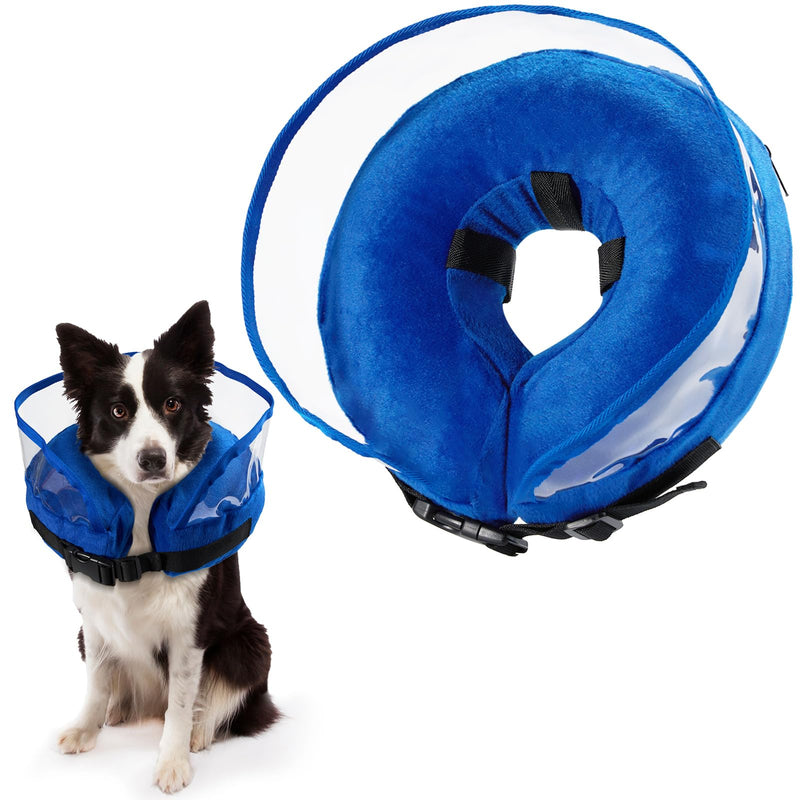 Heatail Dog Neck Brace, Inflatable Leak Protection Dog Cat Removable Dog Collar for Recovery After Operations or Wounds for Dogs (S) Blue S (Neck Circumference: 21.5-30.5cm)