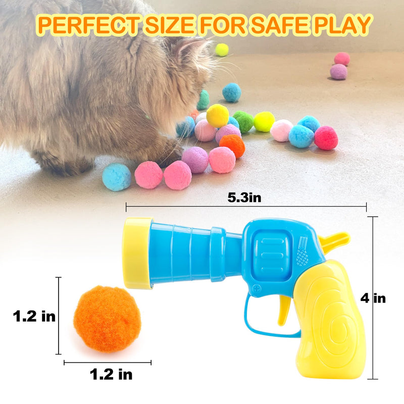 31Pcs Cat Ball Toy Launcher Gun, Cat Balls Fetch Toy, 30Pcs Plush Fuzzy Balls Launcher Cat Toy for Cats with 1 Gun, Funny Interactive Cat Toys for Bored Indoor Adult Cats, Cute Kitten Kitty Toys - BeesActive Australia