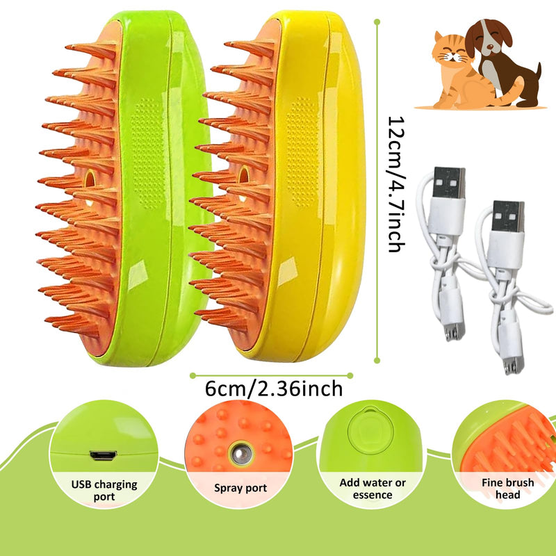 2024 New Cat Steamy Brush, 3-in-1 Cat Brush with Steam Cat Spray Massage Comb Multifunctional Steam Brush Self Cleaning Steamy Cat Brush for Long Hair and Short Hair Clean Pack of 2 - BeesActive Australia