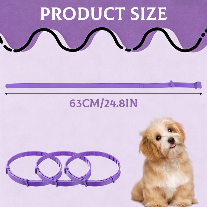 3 PCS Pheromone Dog Calming Collar with Lavender Relaxing Dog/Cat Collar Adjustable Anxiety Relief for Prts Stress, Separation, Noise, Thunderstorms, Fireworks, Travel (Purple) Purple, 3 PCS