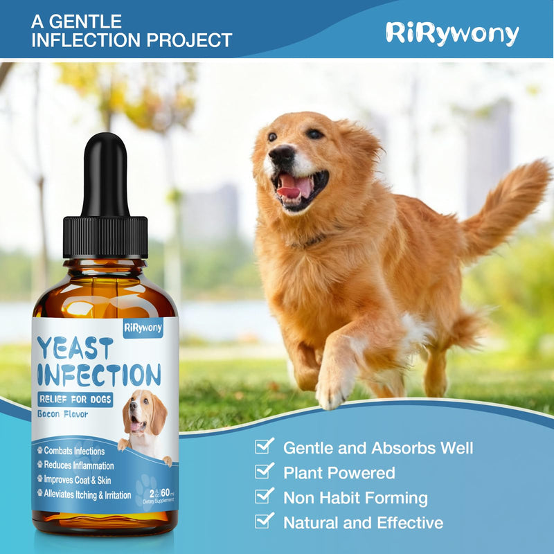 Yeast Infection Treatment for Dogs - Dogs Ear Infection Treatment, Natural Anti Yeast Supplement with Drops, Soothing Itch Skin Allergy Relief, Reduces Inflammation, 2 Oz 2 FL(Pack of 1)