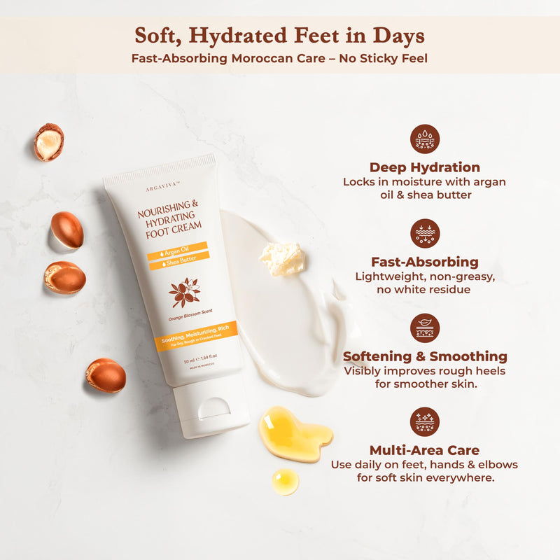 Foot Cream for Dry Cracked Heels and Feet Moisturizer with Argan Oil, Shea Butter & Vitamin E – Hydrating Foot Lotion for Dry Cracked Feet for Women – Smooth, Fast-Absorbing, Non-Sticky Care - BeesActive Australia