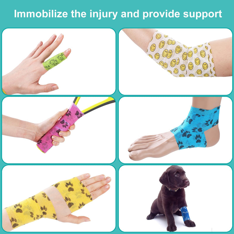 GeeRic Pet Wrap Bandage, Self-Adhesive Bandage Wrap. Non-Woven Tape for Dog Legs, Paws, Wounds, 7 Rolls 5cm Wide 4.5 Meters Long