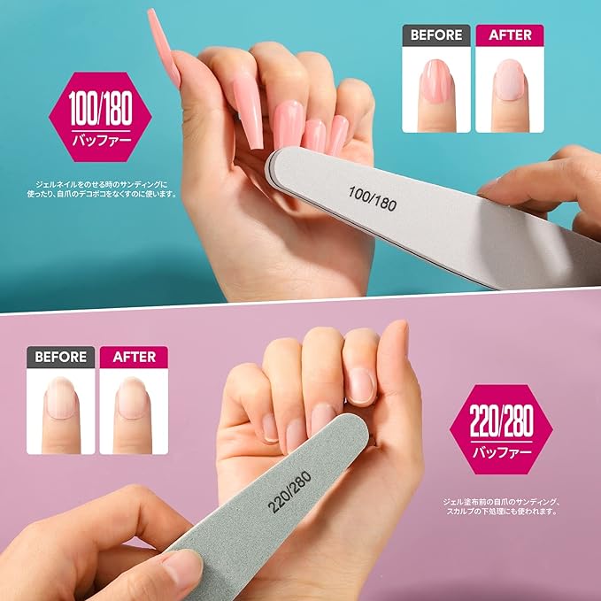 Teenitor Nail File Set Professional Nail Buffer Nail File for Nail Polish Gel Nail 150 180 240 100/180 200/280 1000/4000 Grit 6 Pcs - BeesActive Australia