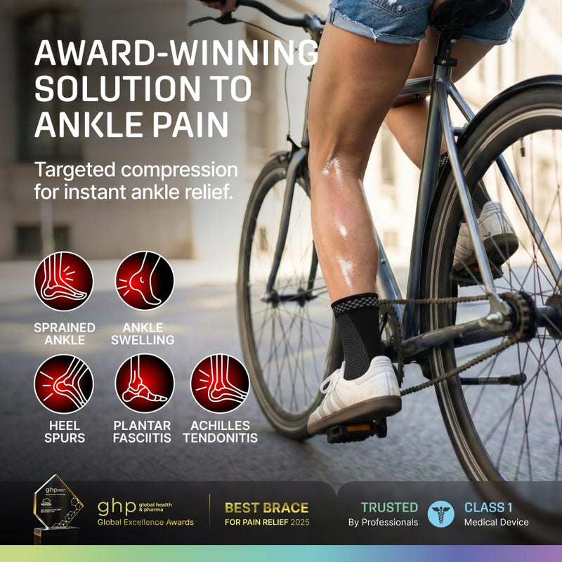 Modvel Ankle Brace for Women & Men - Compression Ankle Sleeve & Foot Brace, Right Left Ankle Support for Sprained Ankle, Achilles Tendonitis, Plantar Fasciitis Relief, Running Basketball Soccer Large A Black 2 - BeesActive Australia