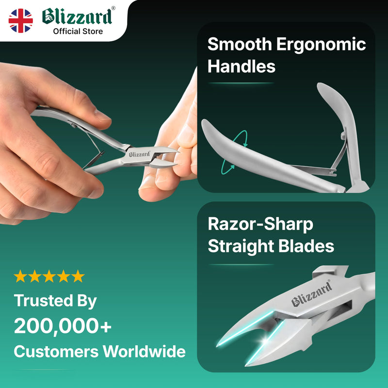 Ingrown Nail Clippers for Men with Ingrown Toenails – Blizzard Podiatrist Toenail Clipper Set German Forged (13cm - Straight Head - Smooth) 13cm - Straight Head - Smooth