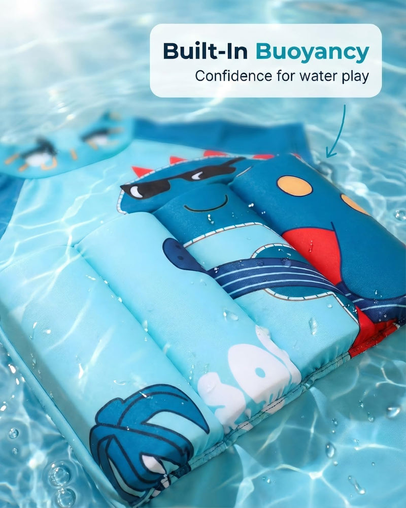 Floatie Swimsuit for Toddlers Boys Girls Floating Bathing Suit Baby Kids Float Learn to Swim Suit Floatation Beach Pool 1-6Y 5-6 Years Blue Dinosaur - BeesActive Australia