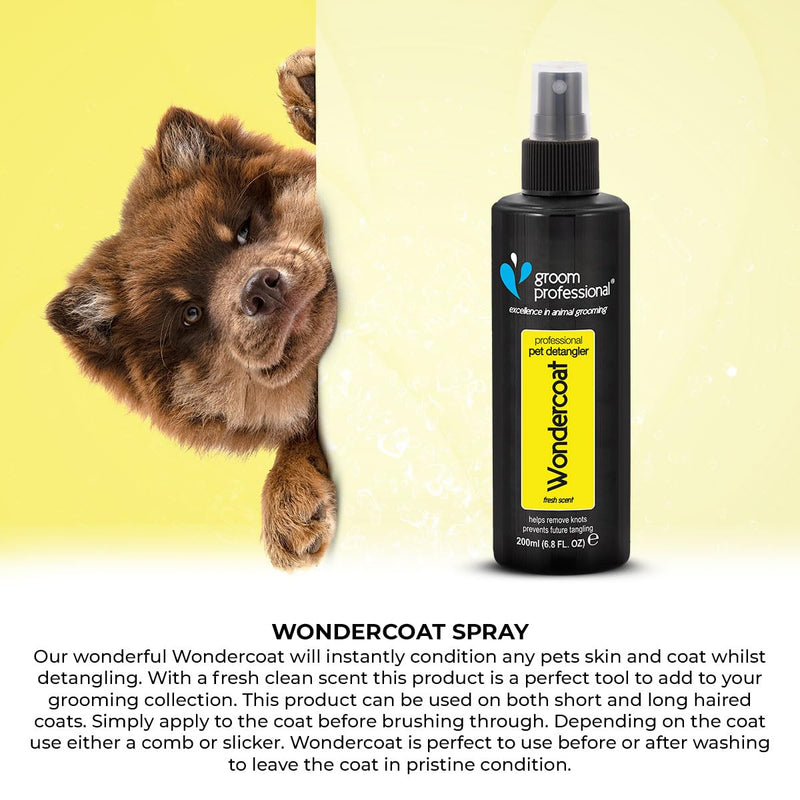 Groom Professional Wondercoat Dog Spray - Coat Care and Detangling Spray for Dogs - Helps to Remove Tangles - Nourishes Coat & Skin - Suitable for All Types of Coat, 200ml 200ml (Pack of 1) - BeesActive Australia