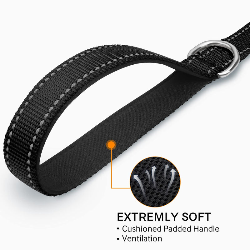 Joytale Dog Lead for Large and Medium Dogs, Double-Sided Reflective Nylon Dog Lead with Padded Handle, 1.8 m x 2.5 cm, Black 180 x 2.5 cm (Pack of 1) - BeesActive Australia