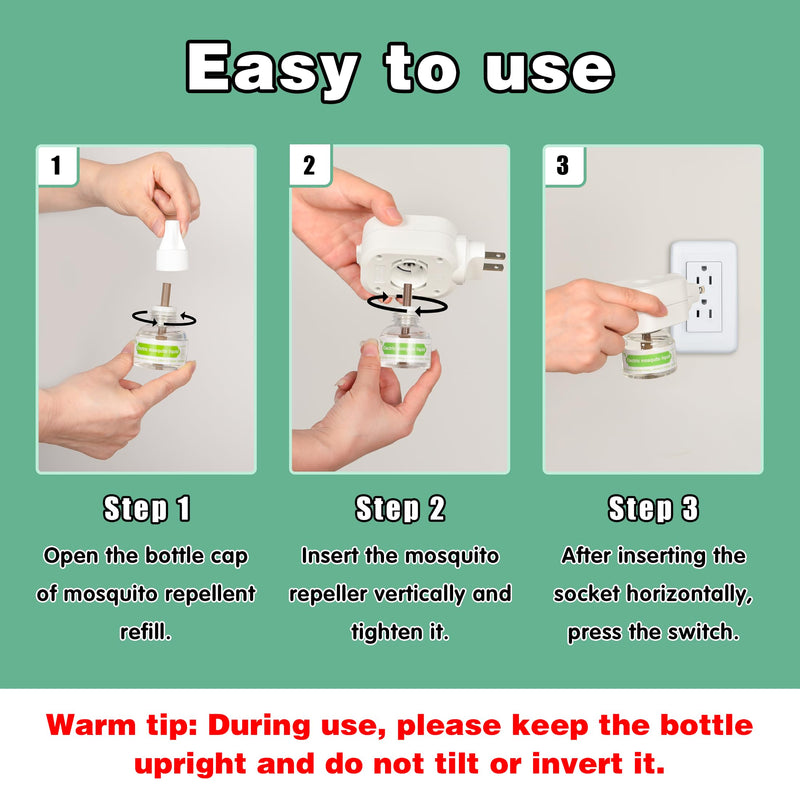 Mosquito Repeller, Electronic Mosquito Repellent Plug in Indoor Use, includes 2-Pack 280 Hr Repellent Refills, No Candles or Flames, DEET-Free, for Home, Bedroom, Office, Kitchen (White) White - BeesActive Australia