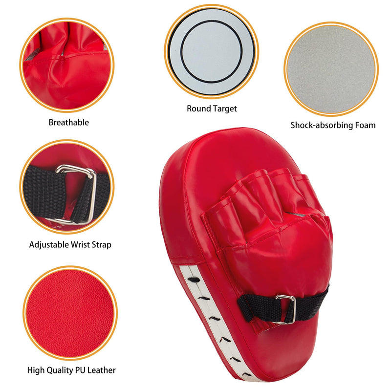 3-in-1 Boxing Gloves and Punching Mitts Set for Kids, Sports Boxing Gloves Boxing Pads with Hand Wraps, Kids Boxing Equipment Set for MMA, Karate, Muay Thai, Taekwondo Red 6oz