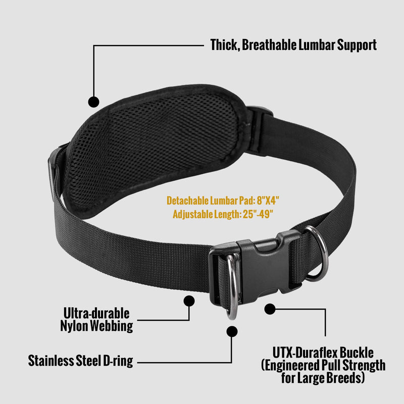 OneTigris Hands Free Dog Leash, Waist Leash for Dog Walking with Detachable Chest Bag, Thickened Mesh Lumbar Support and Durable Bungee Straps, Running leashs for Medium Large Dogs L