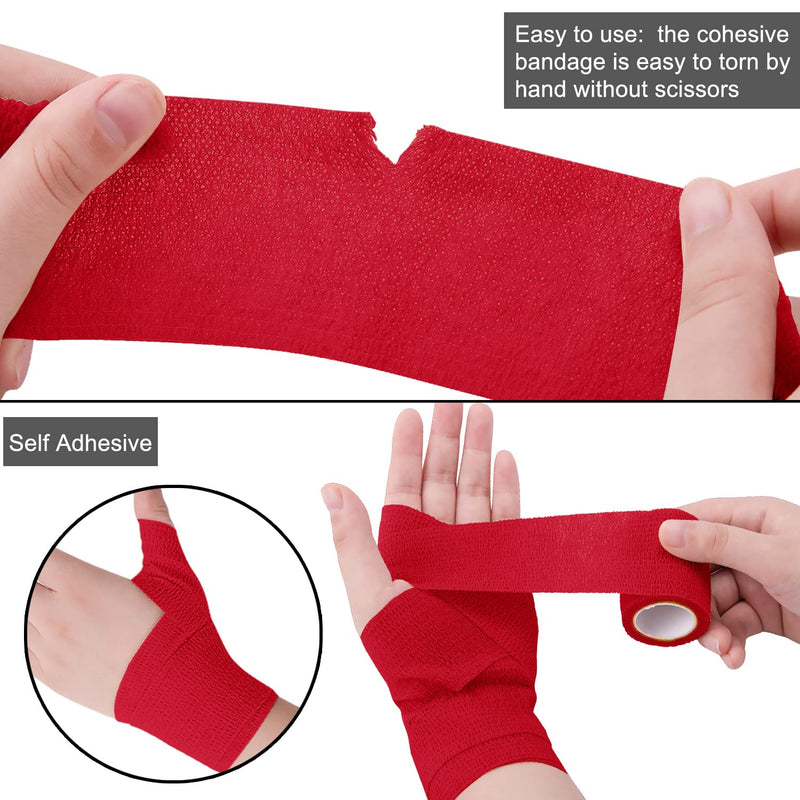 BQTQ 40 Rolls Self Adhesive Bandage 2 Inch Red Self Adherent Stretch Bandage Self Stick Athletic Wrap Tape Wound Wrap for Wrist Ankle Swelling Sprains - BeesActive Australia