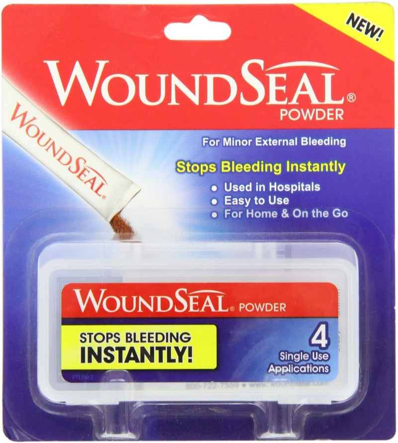 WoundSeal Powder 4 Each (Pack of 2) - Wound Care First Aid for Cuts, Scrapes and Abrasions - Stops Bleeding in Seconds Without Stitches or Bandages - Safe and Effective for People of All Ages and Pets - BeesActive Australia