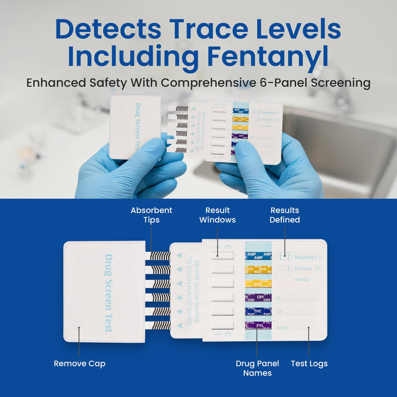 6 Panel Federal Multi-Drug Urine Test Kit, Federal 5 Urine Drug Test with Fentanyl (1 ng/mL), Cocaine, Amphetamines, Opiates, PCP & THC Tests for Home Use, Fast Results Multi-Panel Dip Tests at Home - BeesActive Australia