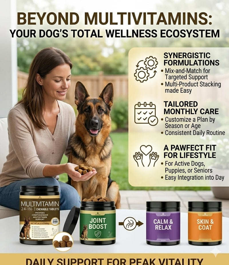 Dog Vitamins and Supplements-200 Ct Dog Multivitamin Chewables,Chondroitin,Salmon oil,Packed with Omega 3s,Probiotics,Glucosamine - Immune,Gut Health,Joint Support,Improve skin and hair health-Chicken
