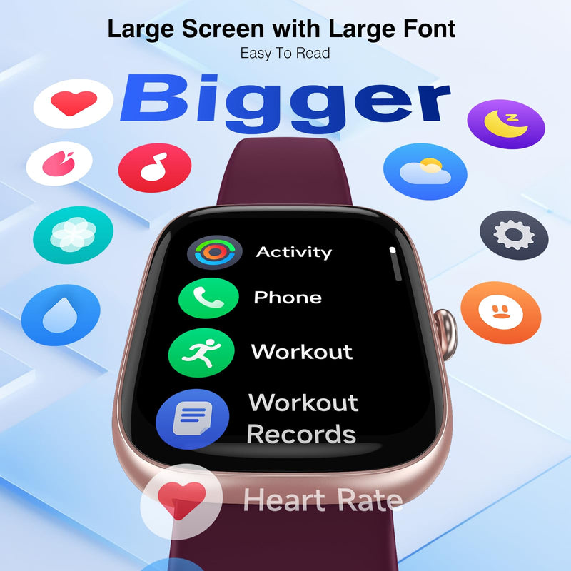 DAVIKO Smart Watch Senior Friendly Large Font No App/Phone Required Fitness Tracker, Waterproof Pedometer Watch with Step Counter Calories/Sleep Tracker for Walking Running for Men Women Purple - BeesActive Australia