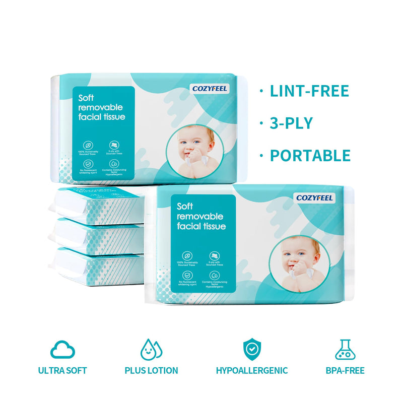 Plus Lotion Facial Tissues Nose Papers 3 Ply Ultra Soft Travel Size On-The-Go Pocket Pack (40 Count-Pack of 5) 40 Count (Pack of 5) - BeesActive Australia