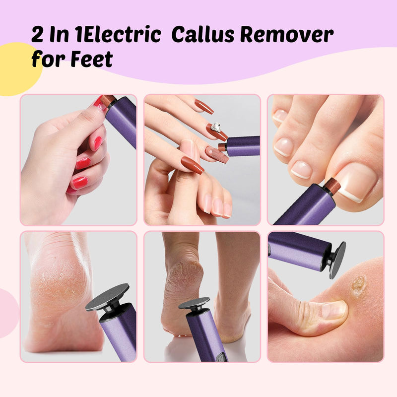 Electric Foot Callus Remover, 9-Speed for Dead Skin & Hard Calluses, Aluminum Alloy, Type-C Rechargeable, Replacement Discs, Spa-Like At-Home Pedicure, Relaxing Self-Care (Deep Lavender) Deep Lavender（basic Edition） - BeesActive Australia