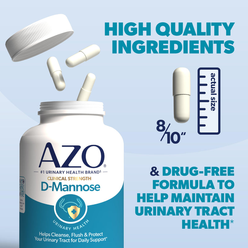 AZO D Mannose Urinary Tract Health, Cleanse, Flush & Protect The Urinary Tract, No.1 Pharmacist Recommended Brand, Clinical Strength, Non-GMO, 120 Count 120 Count (Pack of 1) Herbal Supplement - BeesActive Australia