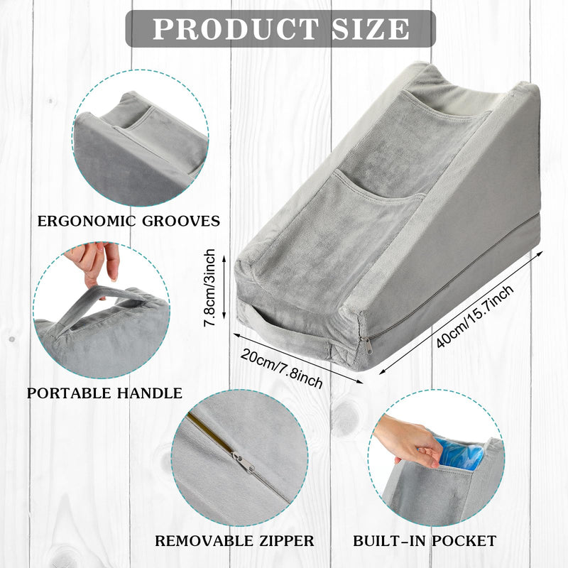 Buryeah Arm Elevation Pillow with 2 Pockets, Soft Ergonomic Support Pillow for Elbow Rest Wedge Broken Arm Gifts with High Density Foam for Recovery Sleeping(Gray) Gray - BeesActive Australia