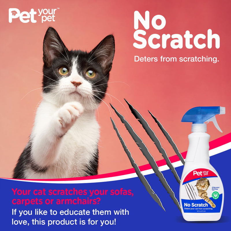 No Scratch Cat Deterrent Spray, 16 Fl Oz– Non-Toxic Cat Scratch Spray for Carpets and Furniture – Natural Cat Scratch Deterrent Spray – Indoor/Outdoor Anti-Scratch Keep Off Cat Spray - BeesActive Australia
